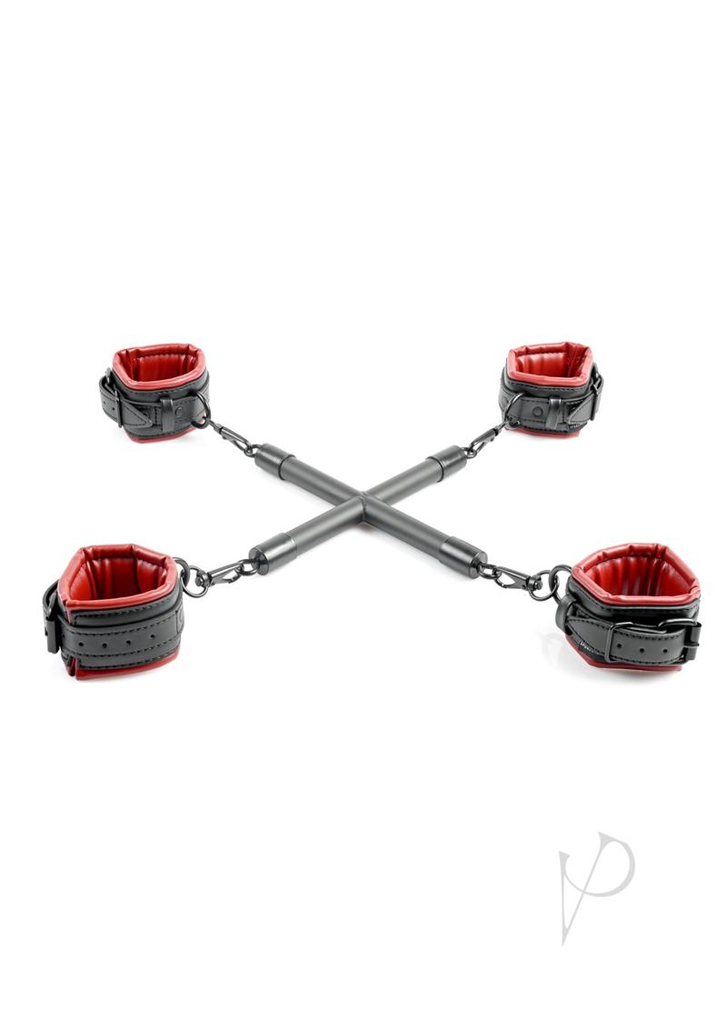 Saffron Hog Tie & Cuff Set Black & Red