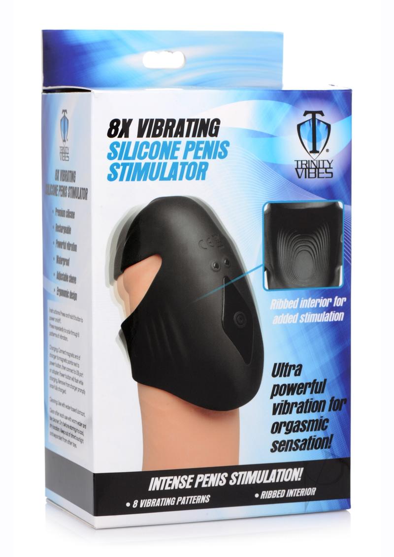 Tm 8x Vibe Silicone Penis Sleeve Black