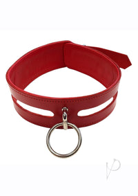 Leather Oring Collar Red