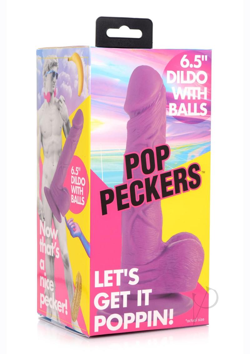 Pop Peckers Dildo W/balls 6.5 Purple