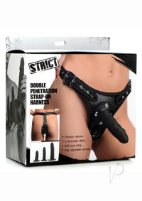 Strict Dbl Pen Strap On Harness Black