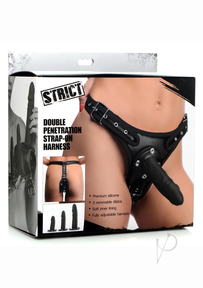 Strict Dbl Pen Strap On Harness Black