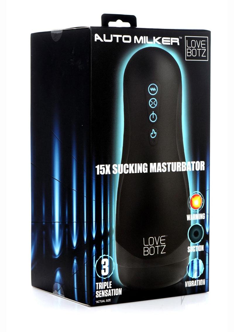 LoveBotz Handheld Milker Rechargeable 15X Sucking Masturbator Black Check it Out Today at FetishToyBox!