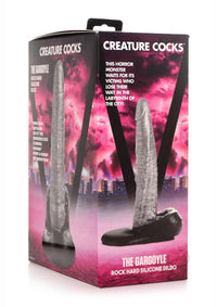 The Gargoyle Rock Hard Silicone Dildo 9.3in Silver & Black