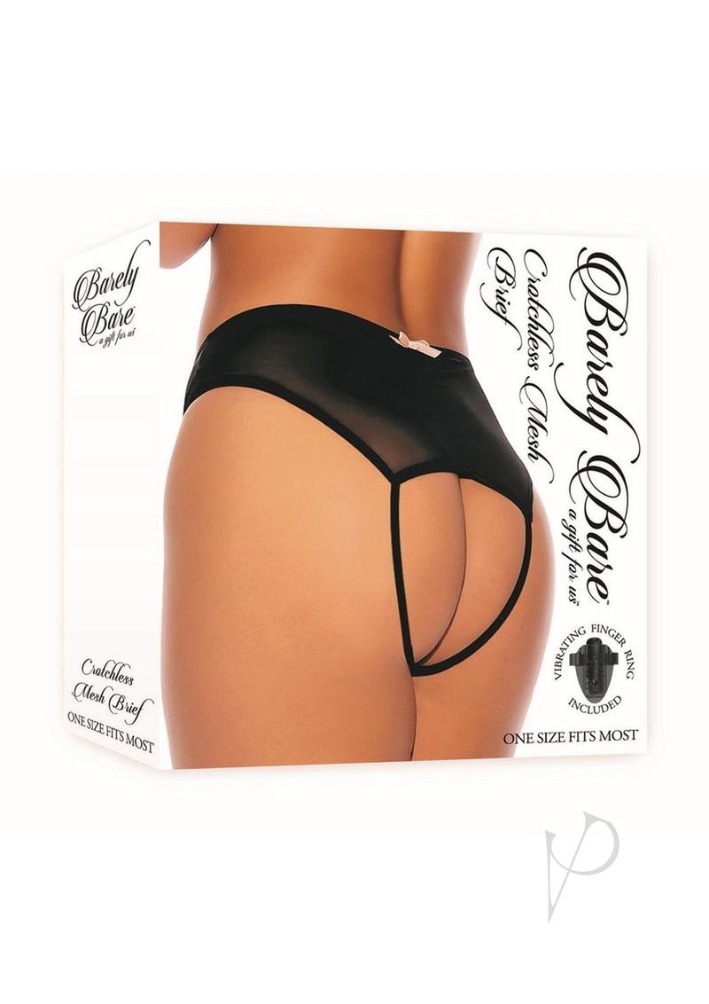 Barely B Crotchless Mesh Brief Blk Os