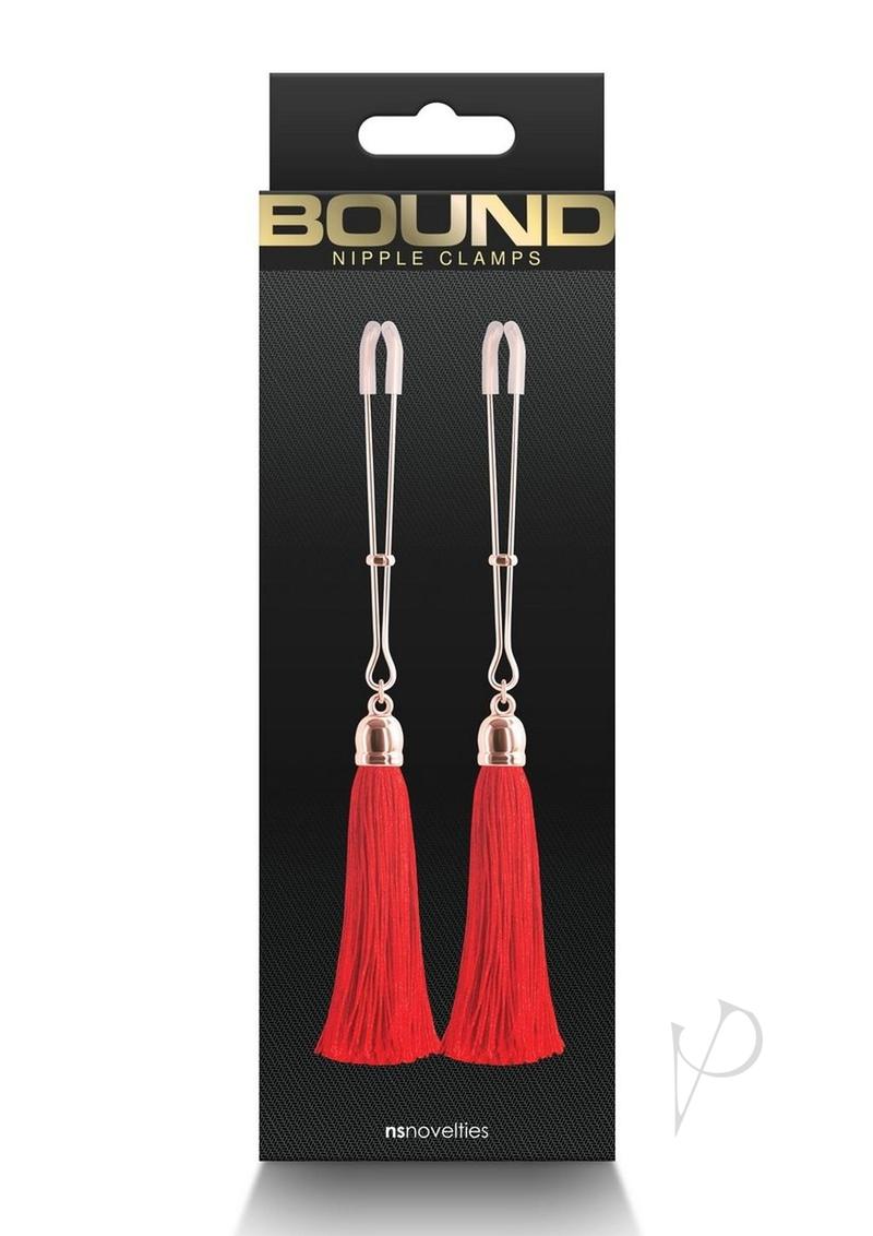 Bound Nipple Clamps T1 Rose Gld/red