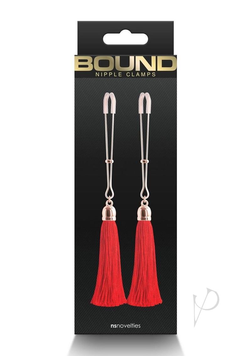 Bound Nipple Clamps T1 Rose Gld/red