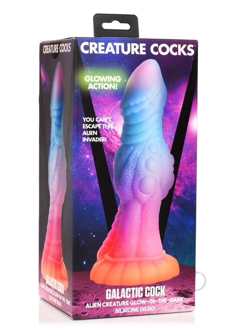 Creature Cock Galactic Cock Alien Creature Glow in the Dark Silicone Dildo Multicolor