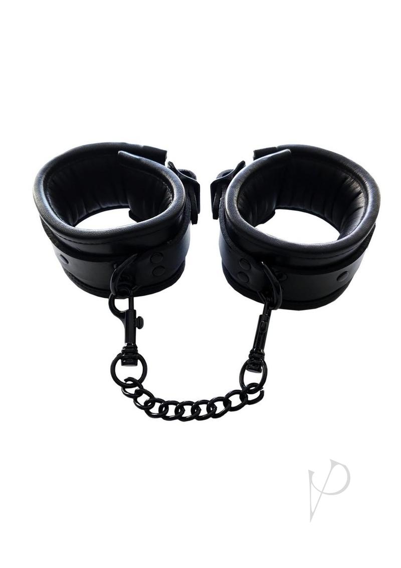 Padded Leather Ankle Cuffs Black