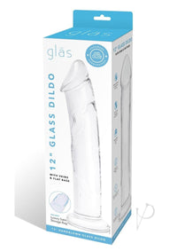 Dildo W/veins Flat Base Glass 12