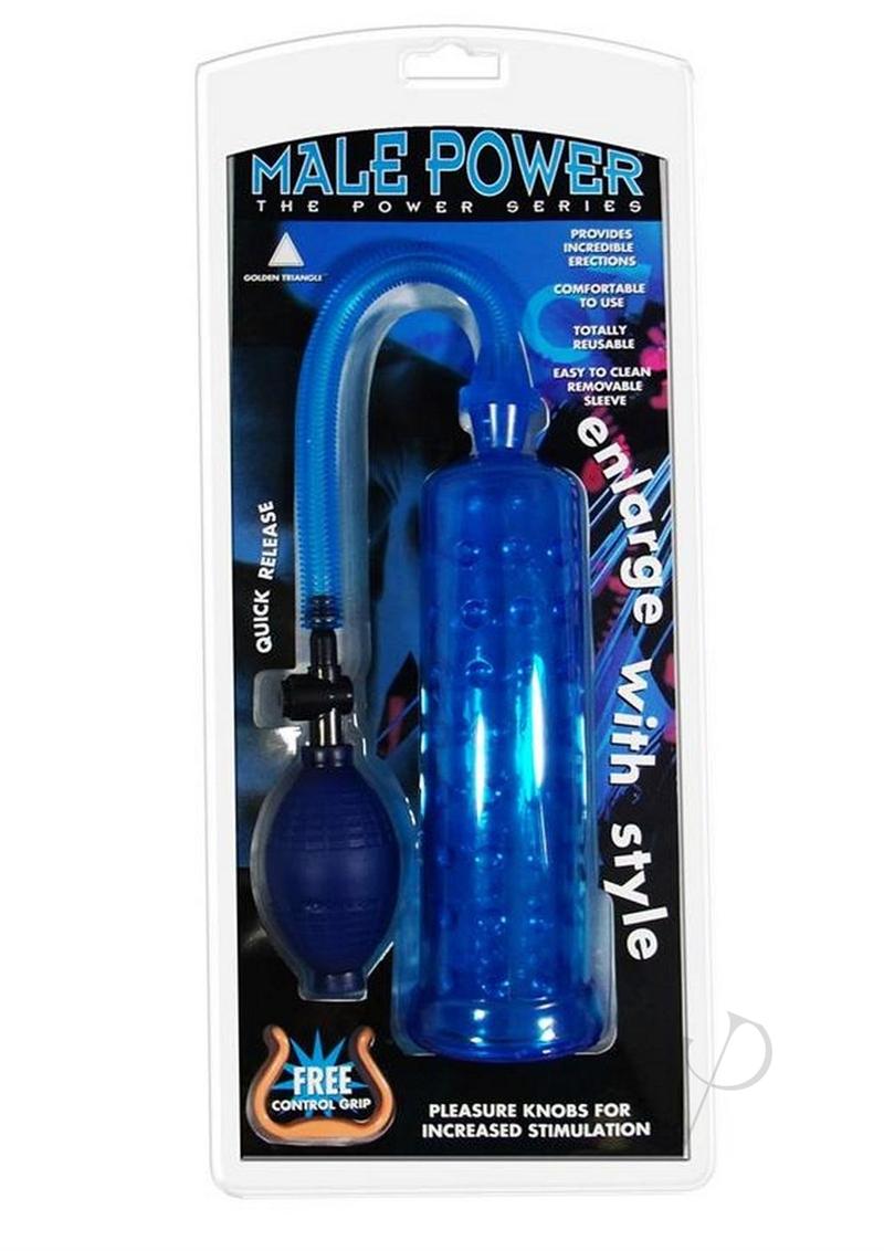 Male Power Pump W/grip-blue
