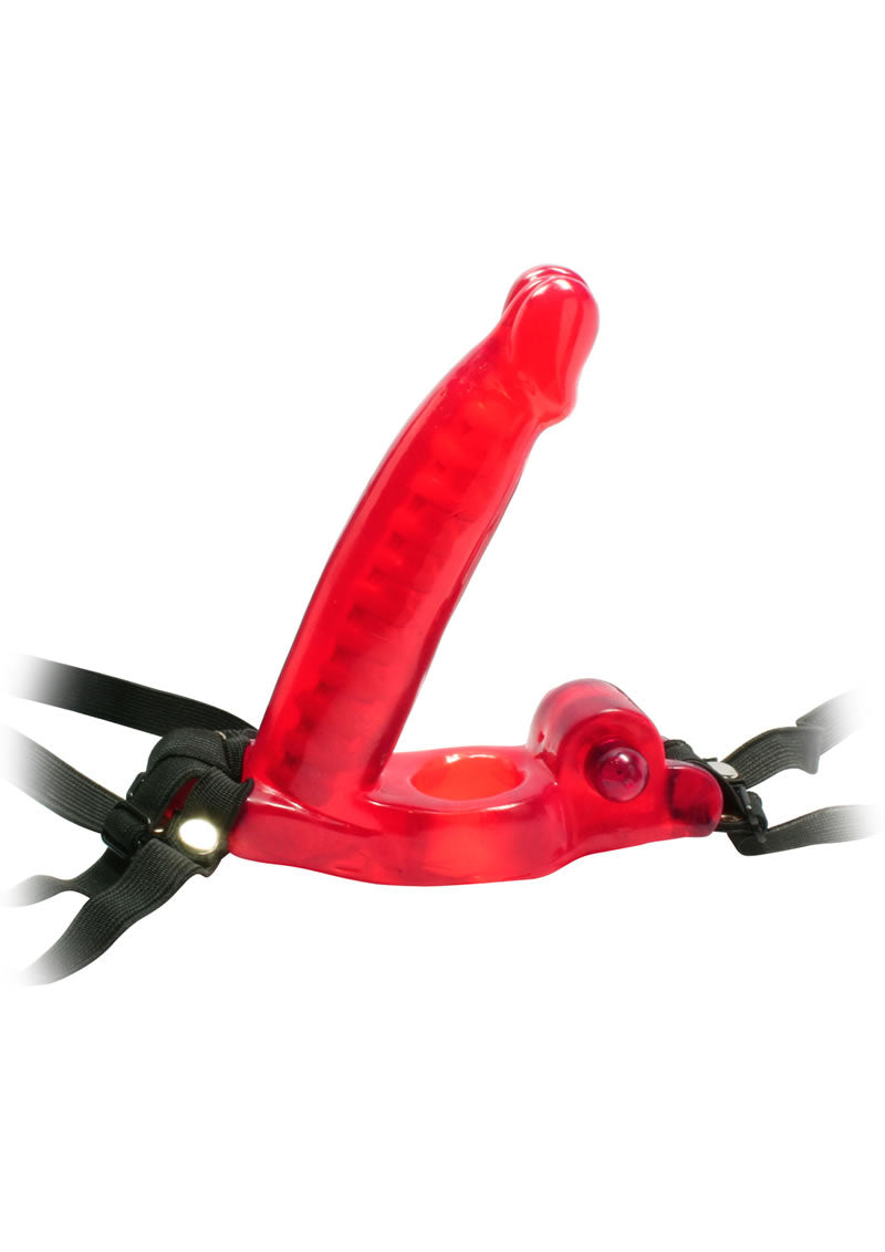 Double Penetrator Strap On C Ring - Red