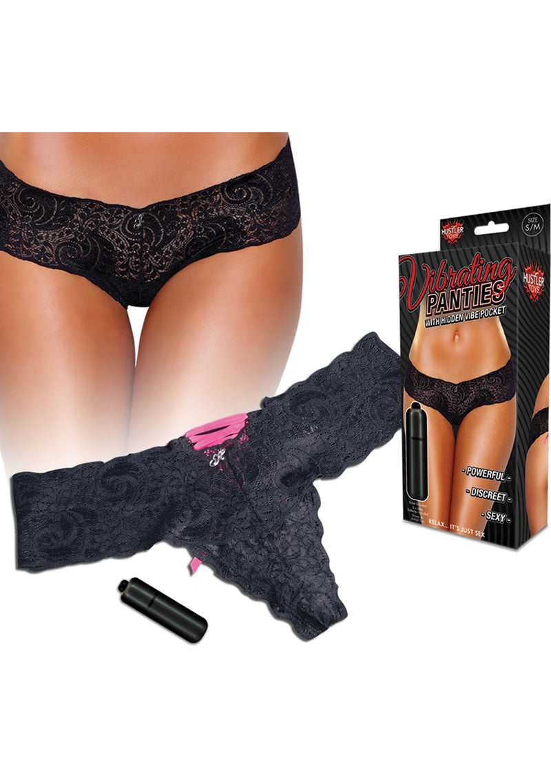 Lace Up Back Vibrating Panty Black S/m
