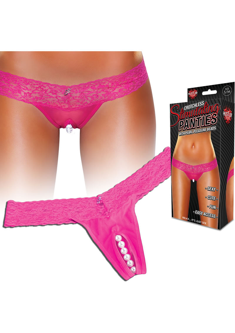 Clitoral Stim Thong W/beads Pink M/l