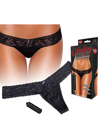 Vibrating Lace Thong Black S/m