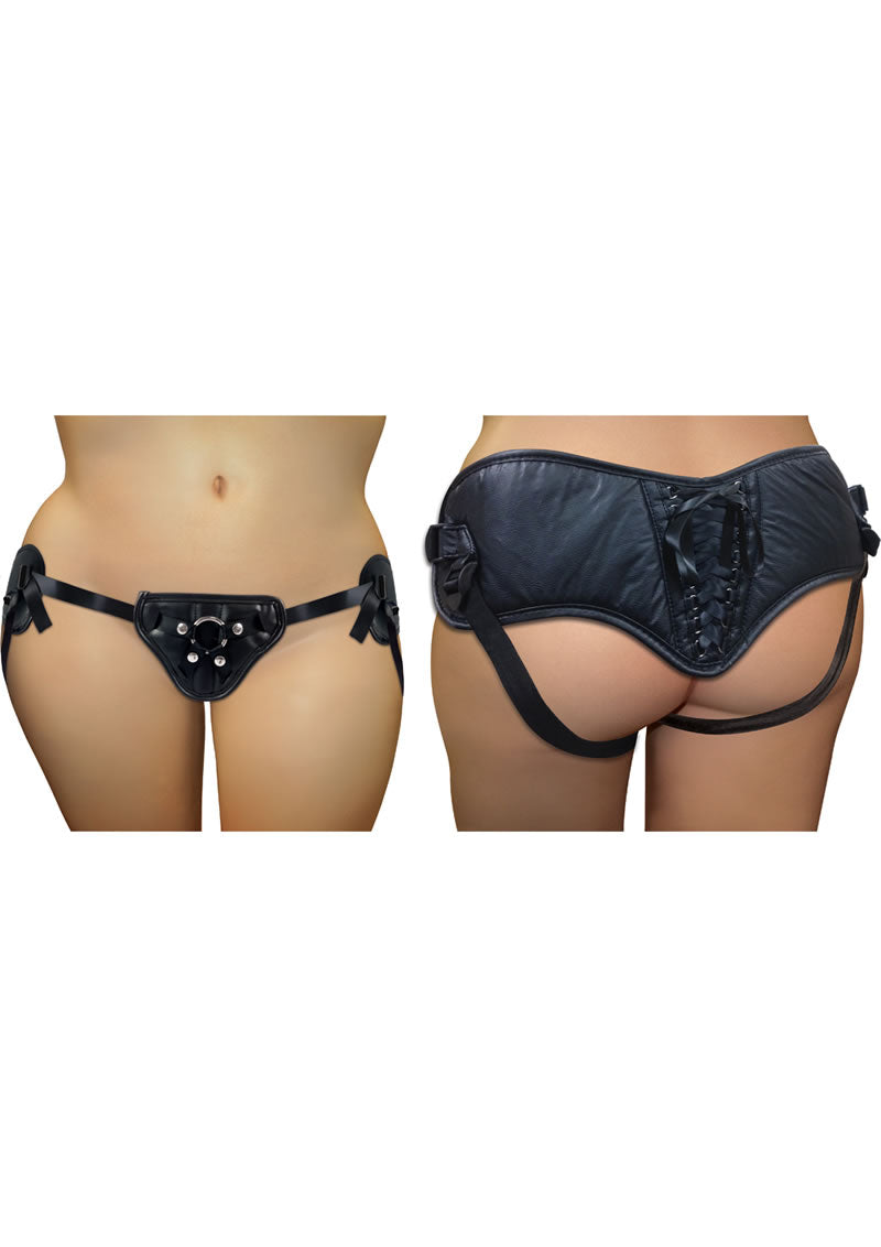 Plus Size Pvc Corsette Strap On Black