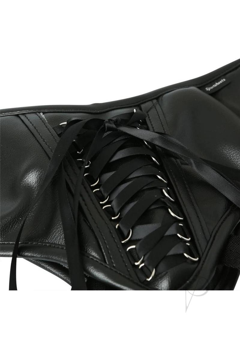 Plus Size Pvc Corsette Strap On Black