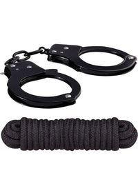 Sinful Metal Cuffs W/keys Love Rope Blac