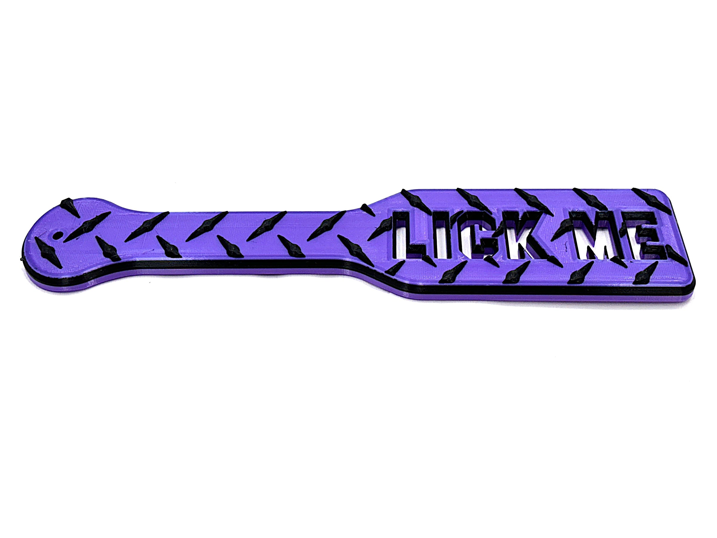 3D Printed Spanking Paddle LICK ME Purple and Black