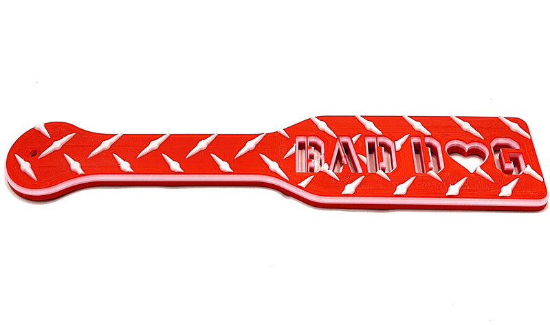 3D Printed Spanking Paddle BAD DOG Red and Glow in the Dark