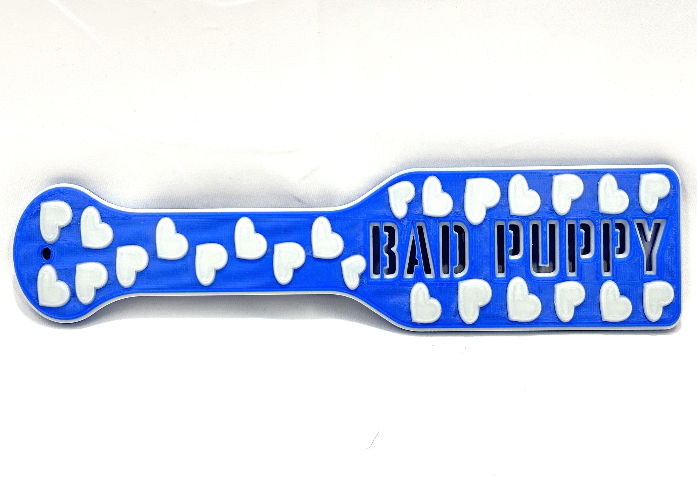 3D Printed Spanking Paddle BAD PUPPY Blue Glow in the Dark