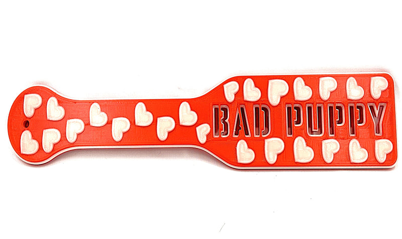 3D Printed Spanking Paddle Red PUPPY Blue Glow in the Dark