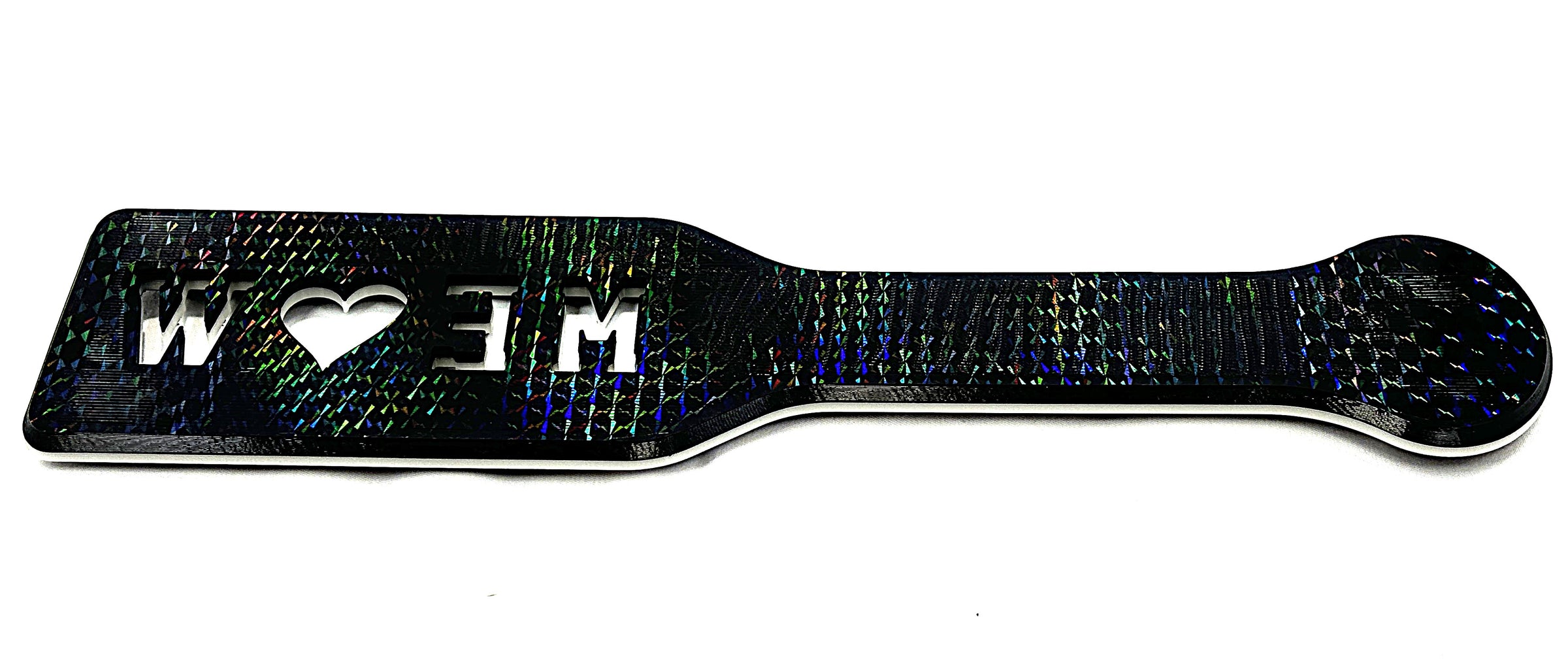 3D Printed Spanking Paddle MEOW Black and Glow in the Dark