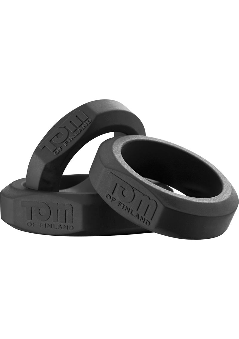 Tof 3 Piece Silicone Cock Ring Set Black