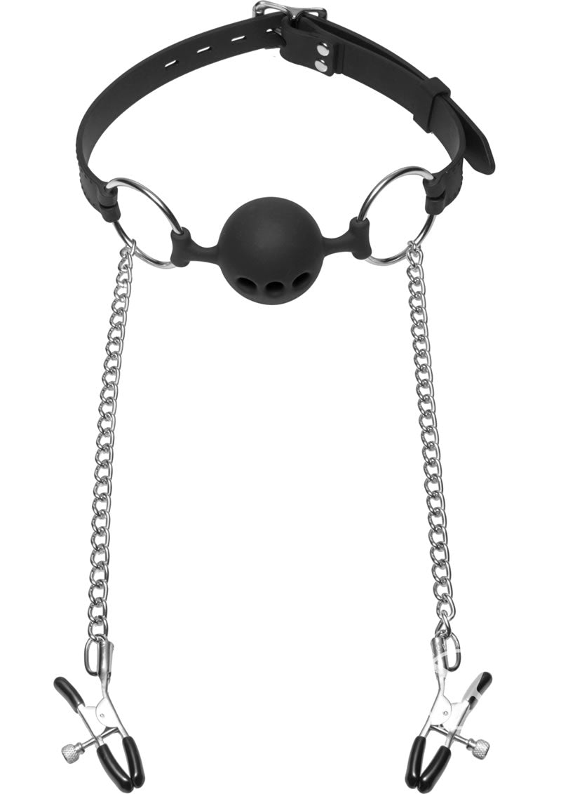 Ms Hinder Breathable Ball Gag/nip Clamps