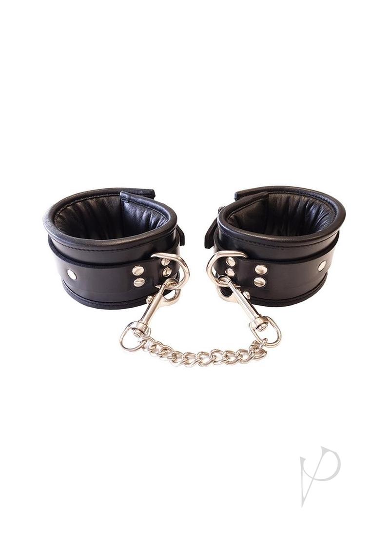 Rouge Black Padded Leather Adjustable Ankle Cuffs