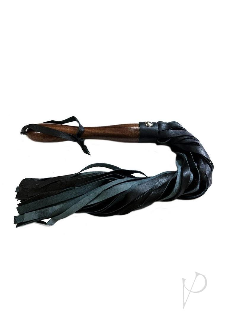 Rouge Wooden Handle Flogger Black