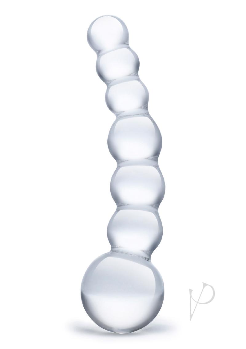Curved Beaded Glass Dildo 5 In