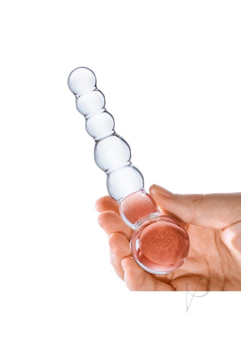 Curved Beaded Glass Dildo 5 In