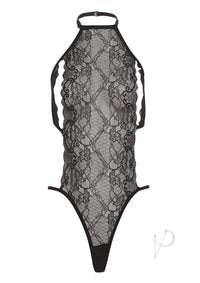 Barely B Peek A Boo Lace Teddy Black