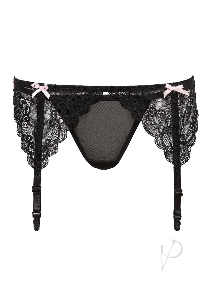 Barely B Garters Bows and Panty Black