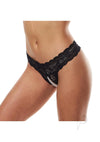 Sk Lace and Pearls Crotchles Thong Blk S/m