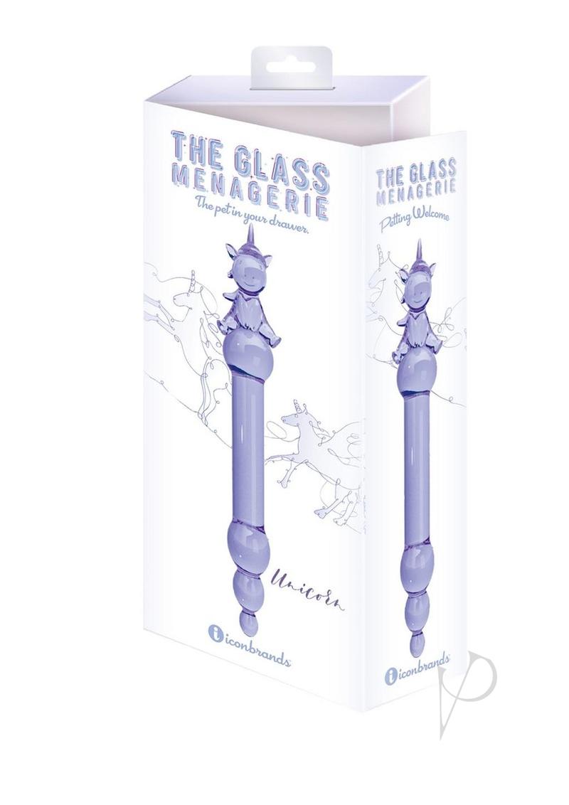 Glass Menage Unicorn Dildo Purple