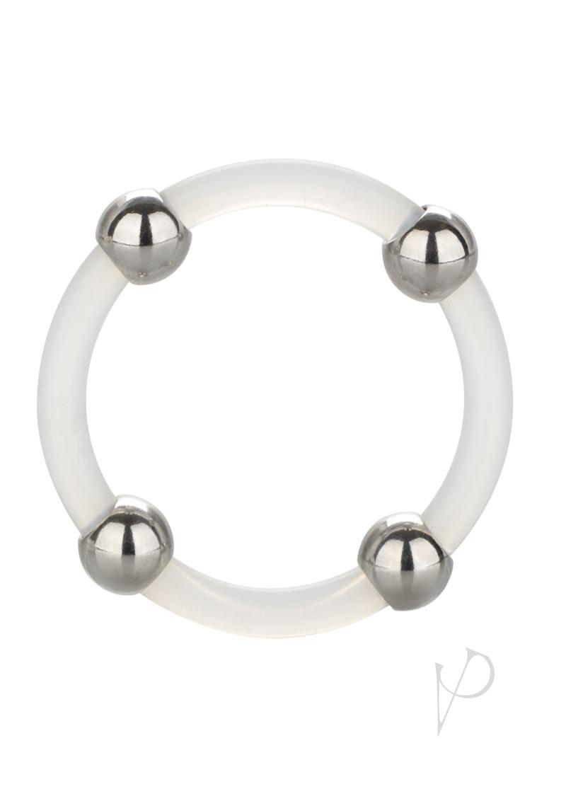 Steel Beaded Silicone Ring Lg