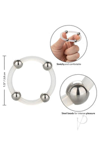 Steel Beaded Silicone Ring Lg