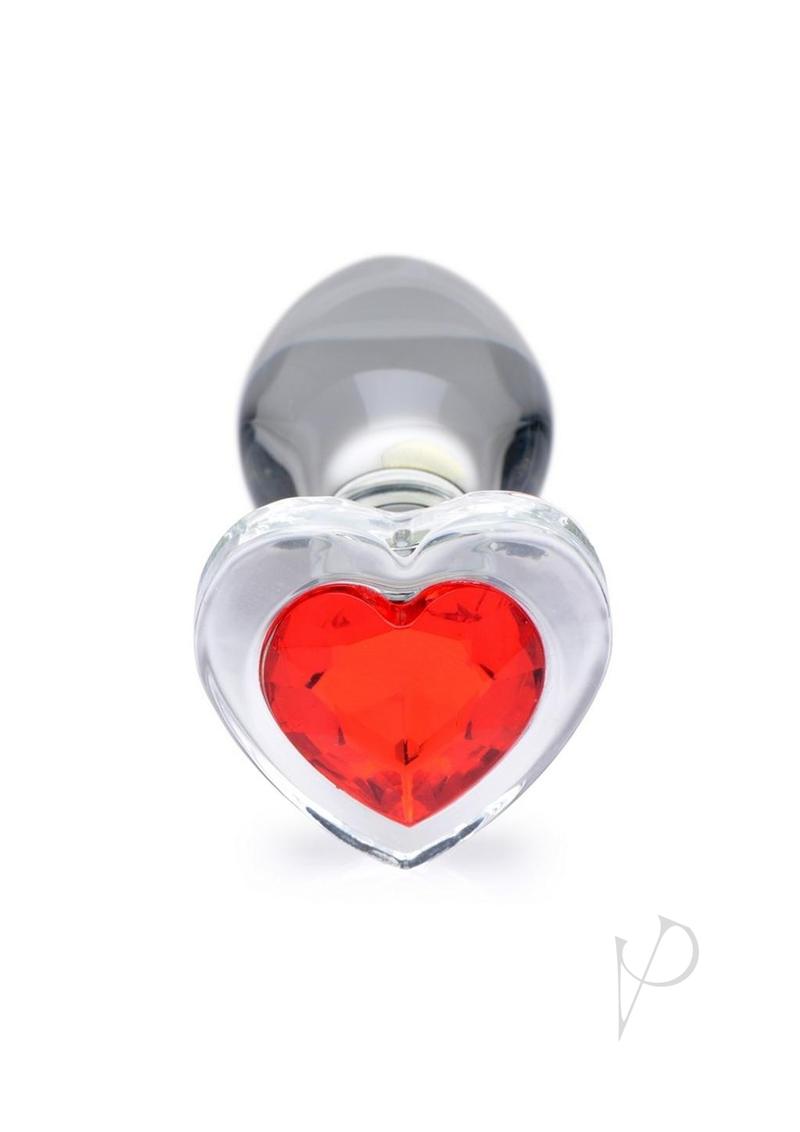 Booty Sparks Red Heart Glass Plug Md