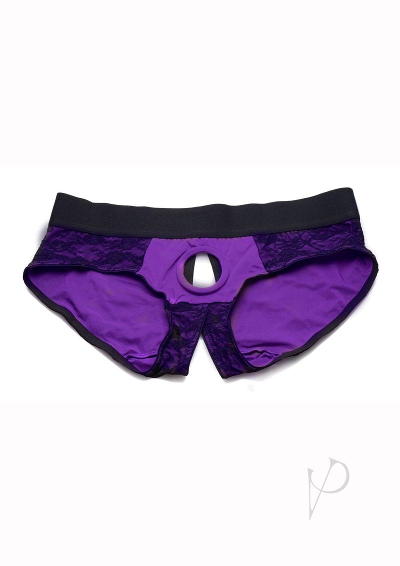Strap U Lace Envy Crotchless L/xl Purple