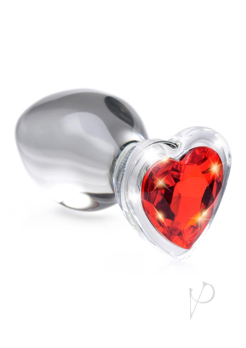 Booty Sparks Red Heart Gem Glass Plug Lg
