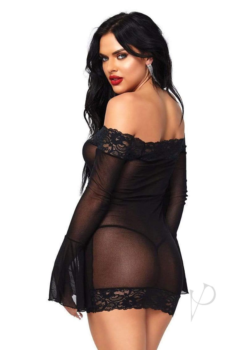 Off Shoulder Mini Dress 2pc Os Black