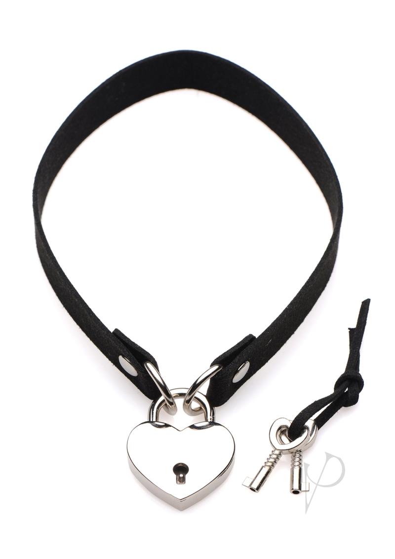 Ms Lock It Heart Lock and Key Choker Black