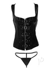 Strict Lace Corset Vest/thong Lg Black