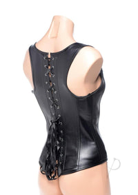 Strict Lace Corset Vest/thong Lg Black