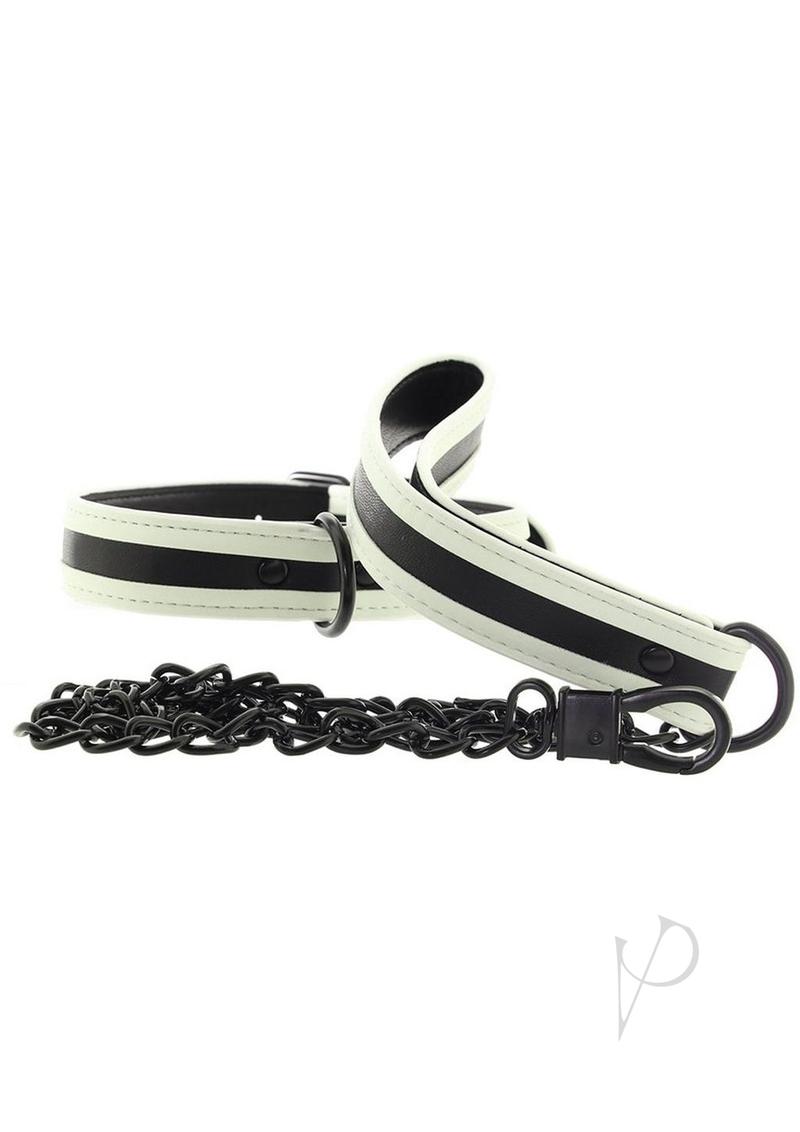 Glo Bondage Collar/leash Green