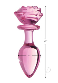 Booty Sparks Pink Rose Glass Plug Lg