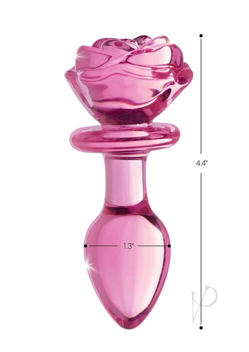 Booty Sparks Pink Rose Glass Plug Md
