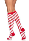 Candy Cane Lurex Knee High Os Red/wht